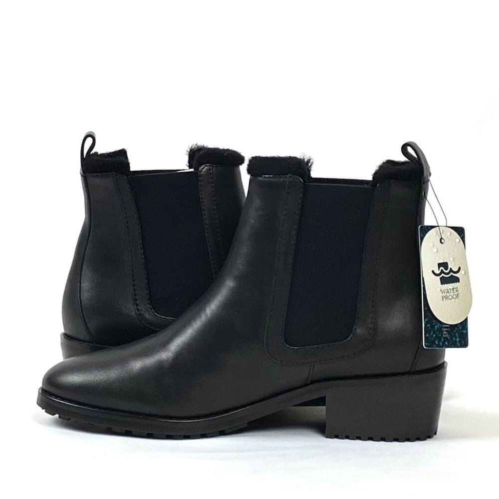 New EMU Australia Ellin Black Leather Waterproof Chelsea Ankle Boot, 7